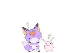  ? chibi commentary digimon digimon_(creature) dorumon english_commentary forehead_jewel gem highres looking_at_viewer loyaldis no_humans pink_fur purple_fur red_gem simple_background tokomon white_background 