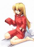  barefoot blonde_hair blue_eyes colette_brunel cosplay lloyd_irving lloyd_irving_(cosplay) long_hair lowres solo tales_of_(series) tales_of_symphonia 
