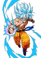 1boy aura dougi dragon_ball dragon_ball_super highres male_focus naouuma_art orange_pants pants saiyan solo son_goku spiky_hair super_saiyan ultra_instinct 