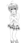  harmonia mahou_sensei_negima mahou_sensei_negima! miyazaki_nodoka monochrome plaid plaid_skirt school_uniform sketch skirt socks tartan 
