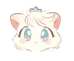  1girl blue_eyes body_fur cat_girl cocri commentary_request furry furry_female head_only looking_at_viewer original portrait solo tiara white_fur white_hair 