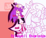  character_name chibi crescent hat long_hair parody patchouli_knowledge purple_hair puyopuyo red_eyes solo style_parody touhou y&amp;k zoom_layer 