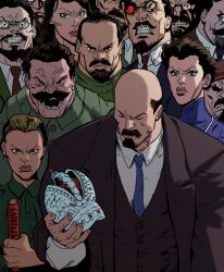  3girls 6+boys balding blonde_hair blue_dress blue_eyes blue_necktie book brown_eyes brown_hair brown_suit buttons closed_eyes commentary crown dress english_commentary facial_hair felix_dzerzhinsky formal_clothes fwad13039 glasses goatee green_dress green_suit holding holding_book holding_crown inessa_armand invincible_(series) joseph_stalin leon_trotsky lips looking_at_viewer meme military_uniform multiple_boys multiple_girls mustache nadezhda_konstantinovna_krupskaya necktie real_life red_necktie shirt short_hair soviet suit vest viltrumite_group_shot_(meme) vladimir_lenin white_shirt wing_collar 