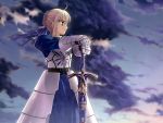  ahoge armor blonde_hair cloud clouds fate/stay_night fate_(series) highres saber sky sword takeuchi_takashi weapon 