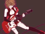  breasts brown_eyes brown_hair cleavage collar guitar instrument jewelry meiko mi_chi necklace short_hair solo vocaloid 