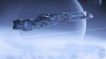  commentary dated dofresh english_commentary grey_theme highres infinite_fleet no_humans outdoors planet science_fiction signature space_craft 