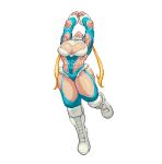  1girl animated blonde_hair blue_eyes boots breasts cleavage_cutout clothing_cutout domino_mask heart_cutout large_breasts long_hair lowres mask muscle muscular_female pixel_art rainbow_mika solo street_fighter street_fighter_v thick_thighs thighs twintails video white_footwear wide_hips wrestling_outfit yaa 