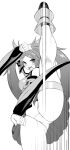 1girl bare_shoulders blush breasts china_dress chinese_clothes dr.p dress greyscale guilty_gear guilty_gear_xrd hair_ornament hair_ring kuradoberi_jam long_hair looking_at_viewer monochrome open_mouth panties simple_background skirt solo split standing standing_on_one_leg standing_split twintails underwear very_long_hair white_background