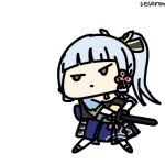1girl animated_gif ayaka_(genshin_impact) genshin_impact iaidou katana seseren sword