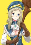  1girl absurdres alternate_costume blonde_hair blue_eyes breasts commission commissioner_upload fire_emblem fire_emblem_fates gloves hat highres holding holding_weapon igni_tion long_hair looking_at_viewer medium_breasts ophelia_(fire_emblem) ribbon solo staff upper_body weapon 