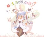  &gt;_&lt; 1girl animal_ear_fluff animal_ears arms_up bangs black_gloves black_legwear black_leotard blue_hair bow braid buck_teeth carrot_hair_ornament chibi closed_eyes coat commentary_request detached_sleeves don-chan_(usada_pekora) dress eyebrows_visible_through_hair food_themed_hair_ornament full_body fur-trimmed_coat fur-trimmed_gloves fur_trim gloves hair_bow hair_ornament hololive kuro_(kuroneko_no_kanzume) leg_garter leotard long_hair mons_pubis multicolored_hair nousagi_(usada_pekora) open_mouth pantyhose rabbit_ears rabbit_girl short_eyebrows smile strapless strapless_leotard sunglasses symbol_commentary thick_eyebrows thigh_strap twin_braids two-tone_hair usada_pekora virtual_youtuber white_background white_bow white_coat white_hair youtube_logo |_| 