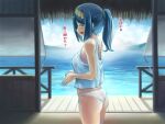  1girl ass blue_eyes blue_hair blush breasts e_keroron lana&#039;s_mother_(pokemon) long_hair looking_at_viewer mature open_mouth panties pokemon pokemon_(anime) pokemon_sm_(anime) ponytail smile solo underwear 