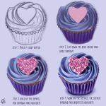  commentary english_commentary english_text floortjesart food heart how_to original purple_background purple_theme signature simple_background sweets 