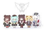  &gt;_o 5girls ;) ;d ;p animal_ears arknights bangs bear_ears black_coat black_dress black_headwear black_jacket black_legwear black_neckwear black_skirt blonde_hair blue_eyes blue_hair blue_neckwear blush boots brown-framed_eyewear brown_footwear brown_hair brown_jacket brown_skirt candy_hair_ornament candy_wrapper chibi closed_mouth coat collared_dress collared_shirt commentary cross-laced_footwear dress eyebrows_visible_through_hair food_themed_hair_ornament fur-trimmed_boots fur-trimmed_coat fur_hat fur_trim gummy_(arknights) hair_ornament hairclip hat holding_hands istina_(arknights) jacket kneehighs kurotofu lace-up_boots leto_(arknights) lineup long_hair monocle multicolored_hair multiple_girls neckerchief necktie one_eye_closed open_clothes open_coat open_jacket open_mouth orange_legwear pantyhose pleated_skirt purple_hair red_eyes red_legwear red_neckwear rosa_(arknights) sailor_collar sailor_dress school_uniform serafuku shadow shirt shoes short_eyebrows skirt smile standing streaked_hair thick_eyebrows tongue tongue_out two_side_up very_long_hair white_background white_dress white_footwear white_hair white_legwear white_neckwear white_sailor_collar white_shirt zima_(arknights) 