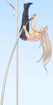  1boy absurdres anbe_yoshirou athletic final_fantasy final_fantasy_vii full_body highres long_hair male_focus oversized_object pants pole_vault sephiroth shirtless silver_hair solo sword weapon 