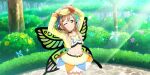  blush brown_hair dress kunikida_hanamaru long_hair love_live!_school_idol_festival_all_stars smile wings wink yellow_eyes 