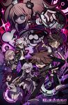  3boys 4girls absurdres ahoge bandaged_leg bandages bandaid bandaid_on_knee bandaid_on_leg bangs black_gloves black_jacket black_legwear black_pants black_skirt blue_eyes boots brown_hair button_eyes coat commentary_request dangan_ronpa:_trigger_happy_havoc dangan_ronpa_(series) dangan_ronpa_2:_goodbye_despair enoshima_junko gloves gradient_hair green_coat green_hoodie grey_hair grin hair_ornament hairclip hand_on_own_chin hands_clasped hands_up highres hinata_hajime holding hood hood_down hooded_jacket hoodie identity_v jacket karabako kirigiri_kyouko komaeda_nagito light_brown_hair long_hair long_sleeves miniskirt monokuma multicolored_hair multiple_boys multiple_girls naegi_makoto nanami_chiaki neck_ribbon necktie open_mouth own_hands_together pants pink_hair pink_ribbon pleated_skirt pointing pointing_at_viewer print_shirt purple_hair red_nails ribbon school_uniform shirt shirt_tucked_in short_hair short_sleeves skirt smile syringe thigh-highs thumbs_up tsumiki_mikan twintails white_shirt yellow_eyes zettai_ryouiki 