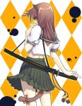  back bell katana school_uniform sword tail tail_bell weapon 