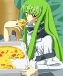  cc code_geass eating food green_hair long_hair okan pizza 