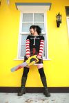  asian black_lagoon boots chainsaw cosplay emo female girl goth gothic omi_gibson photo plaid pleated_skirt punk sawyer_the_cleaner striped thigh-highs women 
