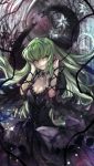  1girl 2013 animal breasts c.c. cleavage code_geass creayus dress green_hair highres long_hair looking_at_viewer smile snake yellow_eyes 