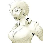  breasts cleavage greyscale lena_forst lowres mask mike_inel missing_stars monochrome short_hair 