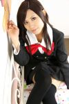  bed blazer cosplay katsura_kotonoha kisaki_kureha photo pleated_skirt school_days school_uniform thigh-highs 