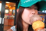  baseball_cap eating ice_cream takagawa_hanako tank_top 