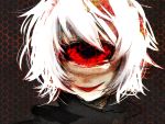  .flow 1girl cyclops face highres looking_at_viewer marimoto_tanishi one-eyed red_eyes sabitsuki short_hair smirk solo white_hair 