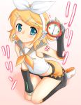  arched_back clock headphones kagamine_rin nekomanma nekomanma_(byougatei) sitting solo twintails vocaloid 