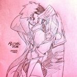  1boy 1girl couple hug kittan nonosaki sketch tengen_toppa_gurren_lagann yoko_littner 