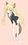  1girl animal_ears blonde_hair collarbone elin_(tera) emily_(pure_dream) high_heels jacket looking_at_viewer shoes solo tail tera_online twintails yellow_eyes 