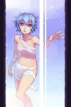  ayanami_rei bandages blue_hair breasts brown_eyes naked_bandage navel neon_genesis_evangelion short_hair yuksi 