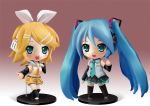  hatsune_miku headphones kagamine_rin long_hair thighhighs tomusooya twintails very_long_hair vocaloid 