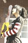  asian black_lagoon chainsaw cosplay female girl omi_gibson photo plaid pleated_skirt sawyer_the_cleaner striped women 
