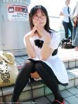 apron cosplay glasses maid maid_uniform photo satou_yui thigh-highs 