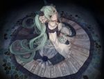  1girl dress green_hair hatsune_miku rokuri-eva solo vocaloid 