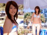 beach photo side-tie_bikini takigawa_hanako umbrella