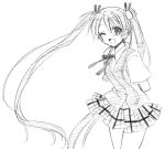  kagurazaka_asuna mahou_sensei_negima mahou_sensei_negima! monochrome plaid plaid_skirt school_uniform sketch skirt tartan twintails 