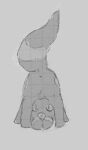 anus apios1 ass bad_id bad_pixiv_id from_behind gen_2_pokemon grey_background greyscale grid looking_at_viewer looking_through_legs monochrome no_humans pokemon pokemon_(creature) simple_background sketch solo standing umbreon 