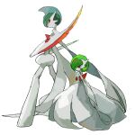  1boy 1girl apios1 bad_id bad_pixiv_id bangs bare_shoulders blue_hair bob_cut closed_mouth colored_skin dress elbow_gloves flat_chest from_behind gallade gardevoir gen_3_pokemon gen_4_pokemon gloves green_hair hair_over_one_eye hands_together legs_apart looking_at_another looking_back looking_down mega_gallade mega_gardevoir mega_pokemon mohawk multicolored_hair pokemon pokemon_(creature) short_hair simple_background sitting standing strapless strapless_dress two-tone_hair v_arms white_background white_dress white_gloves white_skin white_theme 