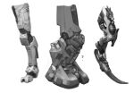  ? cropped_legs greyscale highres legs mecha mechanical_legs monochrome no_humans original puhaaang science_fiction standing white_background 