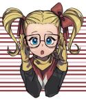  1girl blonde_hair blue_eyes dragon_quest dragon_quest_builders_2 earrings female_builder_(dqb2) glasses gloves jewelry long_hair looking_at_viewer open_mouth shousan_(hno3syo) twintails 