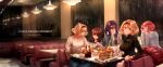  alcohol alice_margatroid alternate_costume ashtray bangs beer black_sweater blonde_hair blue_jacket blue_pants booth bread breasts brown_eyes brown_hair cheese cherry_pie cigarette closed_mouth coat coat_removed coca-cola coffee coin collarbone commentary_request cookie_(touhou) cup denim diner drinking eating english_text eyebrows_visible_through_hair eyes_visible_through_hair fang fine_art_parody food french_fries green_shirt grey_sweater hair_between_eyes hair_ornament hairband hairpin hamburger hand_in_pocket headphones headphones_around_neck highres hinase_(cookie) holding holding_cup holding_food holding_newspaper holding_phone ichigo_(cookie) indoors jacket jeans jewelry jigen_(cookie) ketchup ketchup_bottle lamp large_breasts lettuce long_hair long_sleeves looking_at_another looking_at_viewer looking_to_the_side medium_breasts megafaiarou_(talonflame_810) money mustard mustard_bottle necklace newspaper night nighthawks onion_rings open_mouth pants parody patchouli_knowledge phone pizza purple_hair rain reading red_hairband reflection sakuranbou_(cookie) sandwich shirt short_hair short_sleeves sitting smoking sweater t-shirt table taisa_(cookie) taking_picture tomato touhou track_suit turtleneck turtleneck_sweater upper_body violet_eyes white_jacket white_shirt 