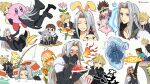 &gt;_&lt; 2girls 6+boys animal_crossing animal_ears armor arms_(game) banana banana_peel bangs black_gloves blonde_hair boat brown_hair closed_eyes cloud_strife coat comedy curry doseisan dragon_quest eating final_fantasy final_fantasy_vii fishing_rod food fruit furono_(fuloru) game_&amp;_watch gen_1_pokemon gloves hat highres ice icicle isabelle_(animal_crossing) jigglypuff kirby kirby_(series) long_hair long_sleeves mask min_min_(arms) minecraft mother_(game) mr._game_&amp;_watch multiple_boys multiple_girls onigiri open_mouth partially_submerged plate pokemon pokemon_(creature) popcorn rabbit_ears raccoon_ears raccoon_tail roto sephiroth short_hair shovel silver_hair sleepy sparkle spicy_curry spoon star_(symbol) steve_(minecraft) super_smash_bros. tail twitter_username villager_(animal_crossing) water watercraft wet