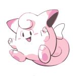  :d black_eyes clefairy commentary creature english_commentary full_body gen_1_pokemon lattemonster lowres monochrome no_humans open_mouth pink_theme pokemon pokemon_(creature) pokemon_(game) pokemon_rgby pokemon_rgby_(style) simple_background smile solo white_background 