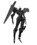  floating greyscale highres korean_commentary looking_down mecha monochrome open_hands original science_fiction siku199 sketch solo v-fin visor white_background 
