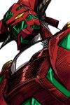  absurdres close-up drill from_below getter_robo hatching_(texture) head_tilt highres looking_ahead mecha myon2 no_humans science_fiction shin_getter-1 shin_getter_robo solo super_robot yellow_eyes 