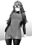  1girl ameno_(a_meno0) blush fire_emblem fire_emblem_awakening flat_chest frown greyscale hair_between_eyes highres long_hair long_sleeves looking_down lucina_(fire_emblem) monochrome simple_background solo sweatdrop symbol-shaped_pupils tiara 