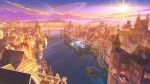  arsenixc bridge cityscape clouds highres original planet planetary_ring scenery ship sky sun twilight water watercraft 